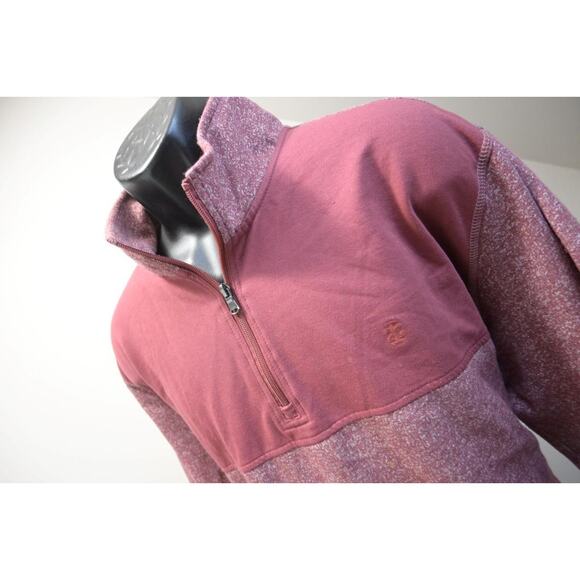 IZOD Saltwater 1/4 Zip Sweater Marled Dark Red Pullover Mens Size XL Tall - Picture 1 of 7